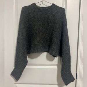 ‘WILFRED’ LOLAN SWEATER SZ L CHARCOAL FUZZY CROPPED KNIT